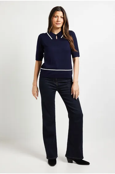 Collared Tipped Knitted T Shirt