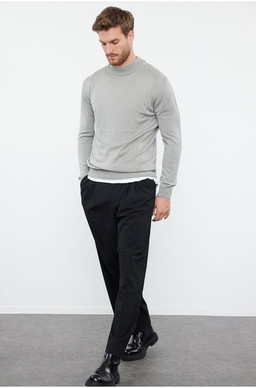 Men's Mink Slim Fit Turtleneck Basic Knitwear Sweater