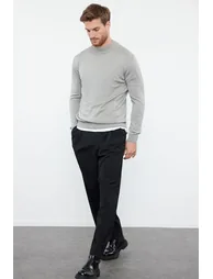 Men's Mink Slim Fit Turtleneck Basic Knitwear Sweater