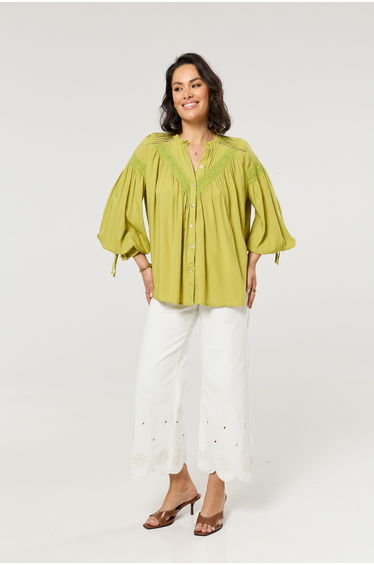 Lime Green Lace Detail Shirt