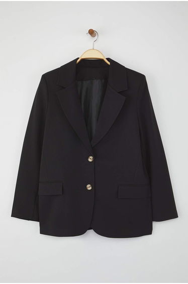 Limited Edition Black Regular Lined Woven Blazer Jacket