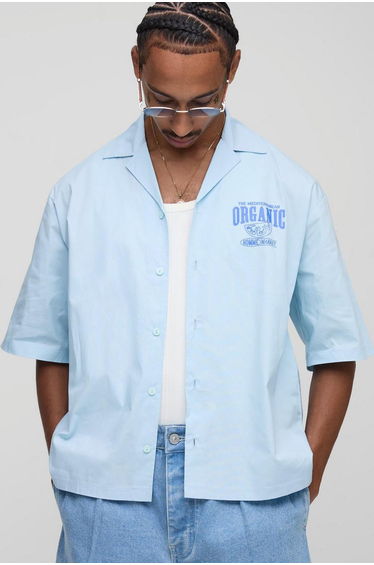 Oversized Boxy Revere Tomato Print Shirt