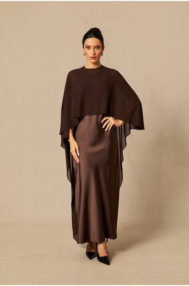Juliana Crew Neck Sleeveless Maxi Dress with Cape
