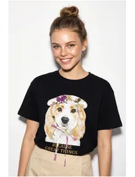 LUCCI Sequin Printed Crew Neck T-Shirt - 1
