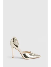 Wide Fit 2 Part Cut Out Court Shoes - gold - 2