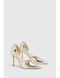 Wide Fit 2 Part Cut Out Court Shoes - gold - 1