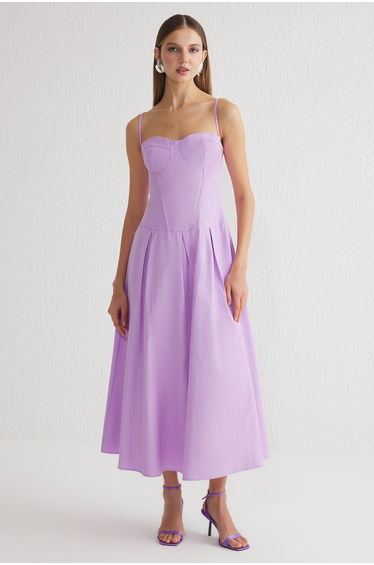 Lilac Poplin Maxi Dress