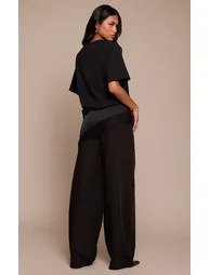 Black Seam Detail Woven Balloon Trousers - 2