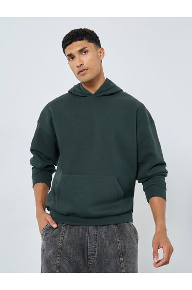 Dark Blue Slogan Print Oversized Hoodie