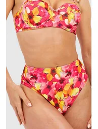 Tropical High Waisted Bikini Brief - pink - 2