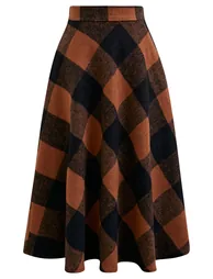 Rustic Fall Charm Check Flare Skirt - 1