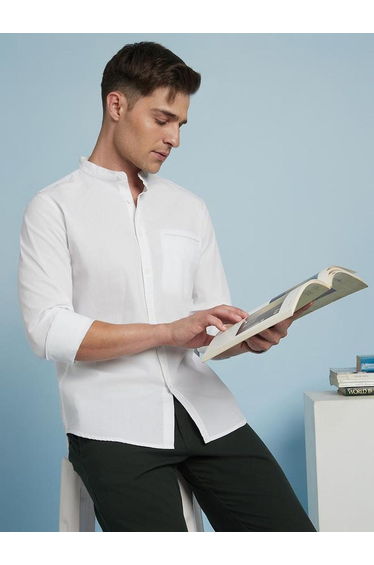 Men White Comfort Slim Fit Casual Shirt