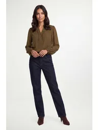Contrast Ruffle Collar Blouse