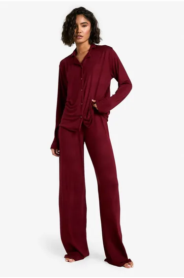 Tall Long Sleeve Pyjama Set - burgundy
