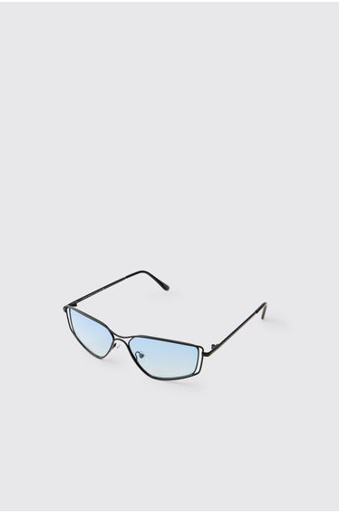 Vintage Wire Frame Geometric Sunglasses - black