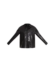 Black Faux Leather Pocket Detail Shirt - 4