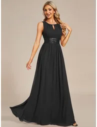 ever KALIA|Simple Sleeveless A-line Chiffon Bridesmaid Dress with Hollow Out Detail - 4