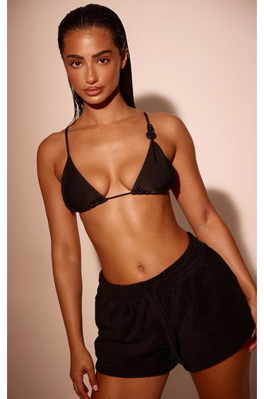 Black Toweling Beach Shorts