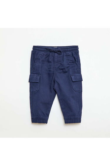 Twill joggers with flap pockets BLUE