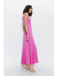 Scoop Neck Satin Midi Slip Dress - 2