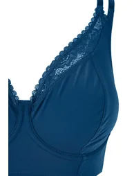 Petol Lace Unpadded Double Strap Underwire 6-Piece Wide Clasp Closure Bra - 1