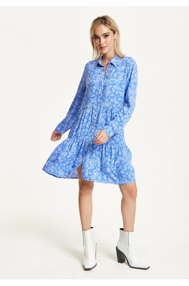 Blue Paisley Shirt Dress
