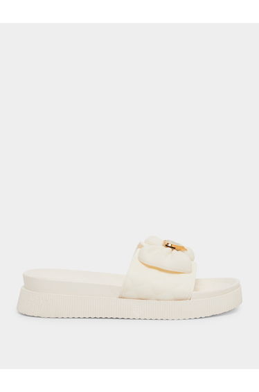 Bow Decoration Textured Flat Sandal