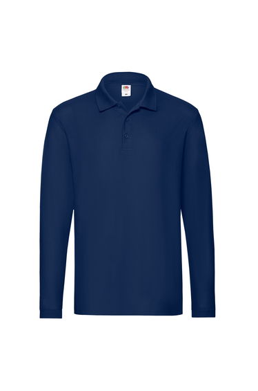 Fruit of the Loom Mens Premium Long-Sleeved Polo Shirt - Navy
