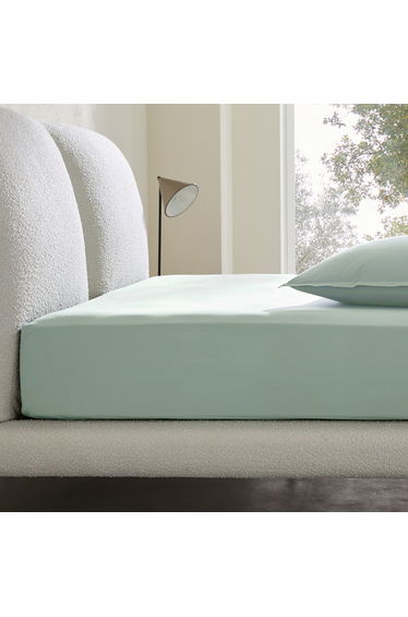 Sabbal Washed Cotton Percale 300 Thread Count Fitted Sheet, Depth 30cm