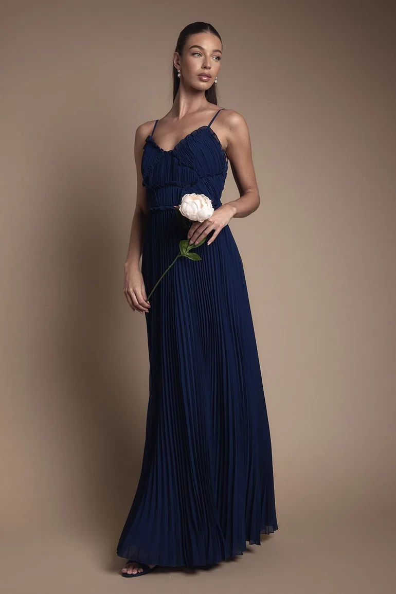 oasis pleated bridesmaid dress Oasis Women's Strappy Pleated Bridesmaid Dress With Ruffle Detail in Ivory | Size: 10