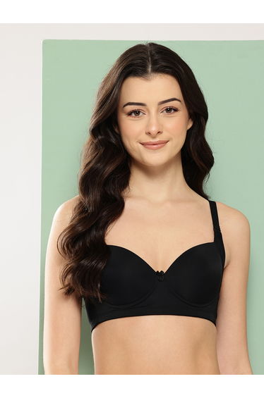 Black Solid Lightly Padded Non Wired T-Shirt Bra