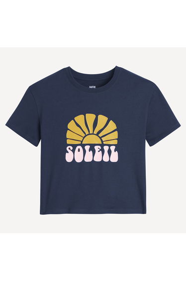 Sun Print T-Shirt with Crew Neck