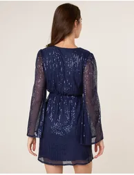 Angel Sleeve Sequin Mini Dress - 5