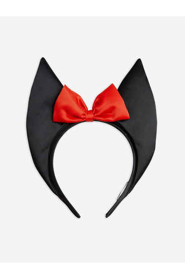 Mini Rodini Girls Bat Ears Satin Headband in Black