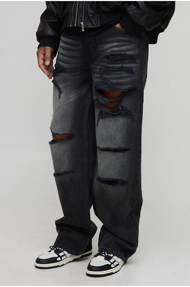 Tall Relaxed Fit Washed Super Distressed Jeans