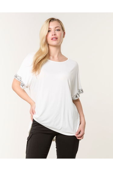 Sequin Trim Oversized Top