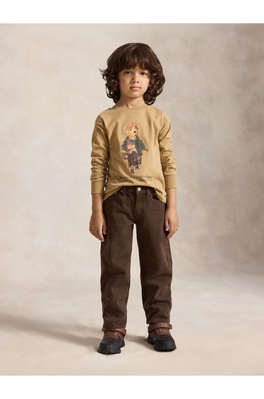 Ralph Lauren Boys Polo Bear Long Sleeve T-Shirt in Beige