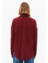 Oversize Long Sleeve Shirt With Pocket Detail - RUMBA RED - 3