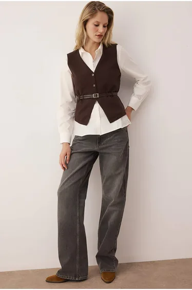 Limited Edition Brown Premium Yarn/Special Yarn Knit Vest