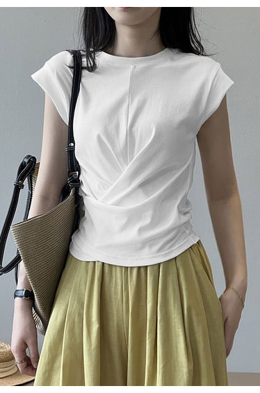 Cap Sleeve Crisscross Cotton Top in White