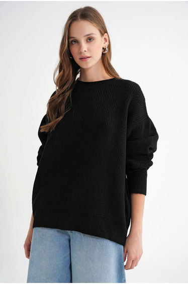 Mixray Long Sleeve Ribbed Knit Sweater