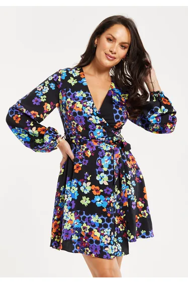 Women's Mini Dress with Long Balloon Sleeves