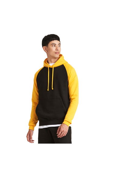 Awdis Mens Baseball Hoodie - Jet Black/Gold