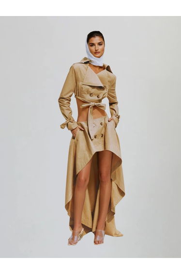 Eclipser Folded Collar Ruffle Skirt Set