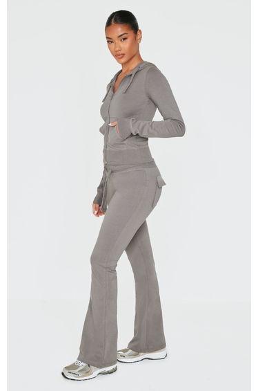 Charcoal Low Rise Skinny Flare Trousers