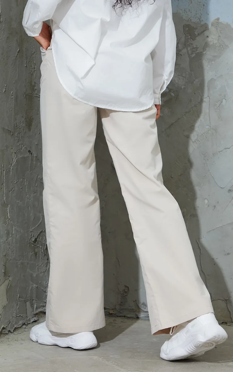 Stone Peach Skin Straight Leg Trousers - 2