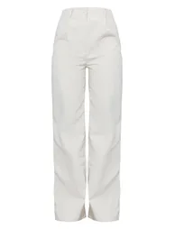 Stone Peach Skin Straight Leg Trousers - 4
