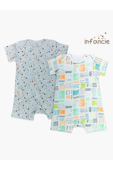 Pack of 2 - Baby Girls All Over Print Romper