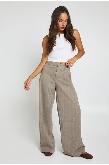 Herringbone Wide Leg Trouser