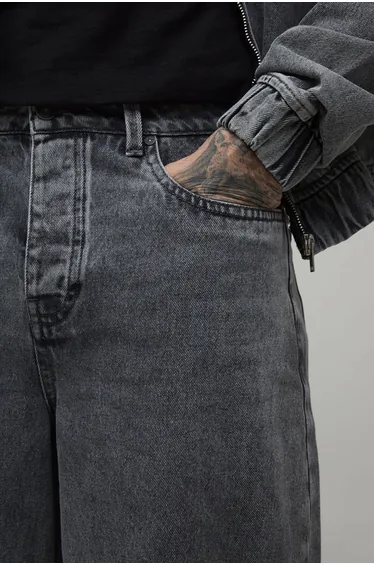 Tall Baggy Fit Washed Jeans - washed grey